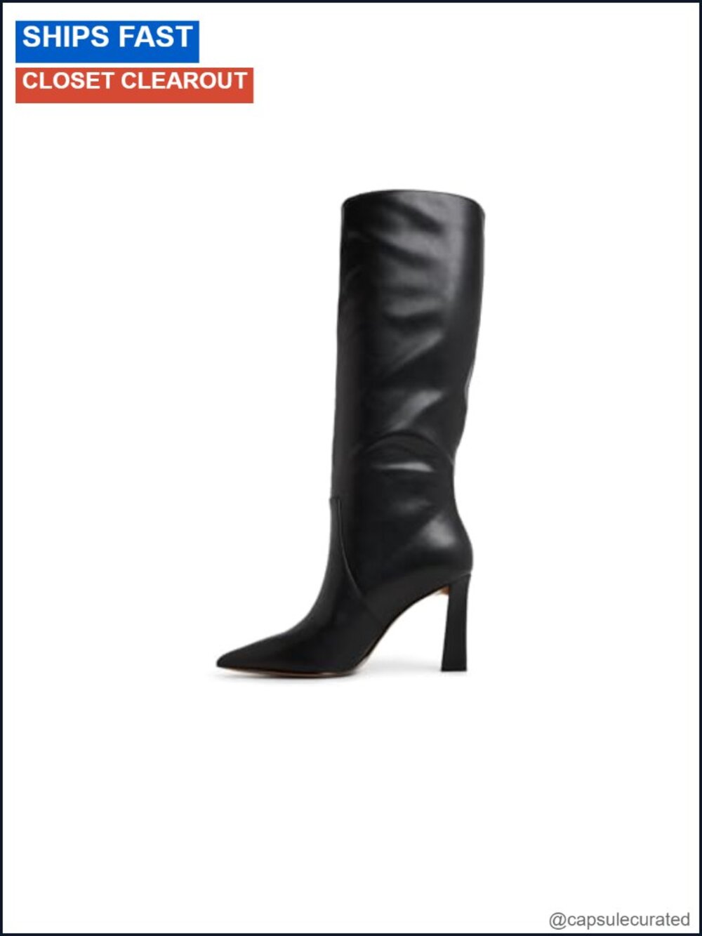 Knee High Pointed Toe Block Heel Boots Synthetic Casual